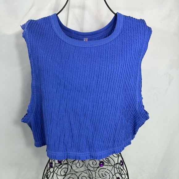 Free People Movement ribbed blue cropped tank size M - Picture 1 of 9